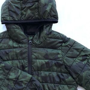 Old Navy‎ Jacket Kids size XS (5) Green Camo Hooded Puffer Coat